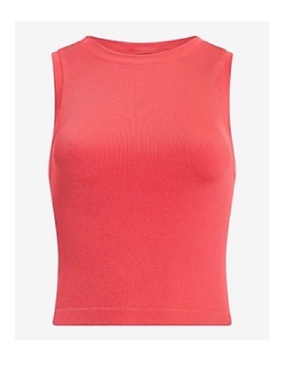 NWT Express Body Contour Seamless Ribbed High Neck Tank, Hot Coral, Sz S/M